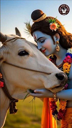 The Divine Bond: Krishna & His Favorite Cow ✨ #harekrishna #radheradhe