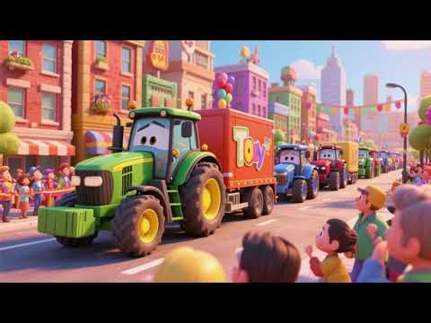 Tractor Trailer Parade in Toy Town | Fun Kids Vehicle Song 🚜🚛🎉