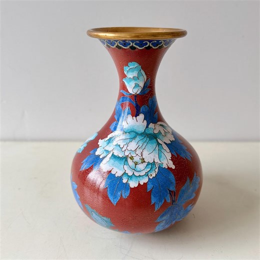 Elegant Vintage Botanical Cloisonné Vase - Etsy