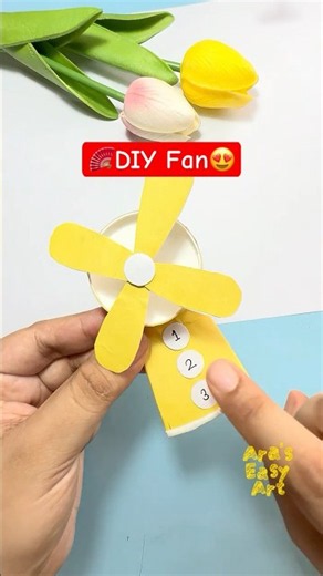 🪭DIY Fan with Paper Cup🌬️ @ArasEasyArt #diy #viral #ytshorts #fan