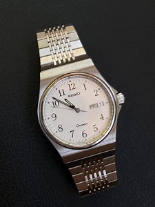 Vintage Seiko Chronos Quartz Watch, White Dial, Integrated Bracelet - Etsy Australia