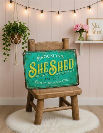 Custom She Shed Metal Sign, Girl Room Decor - Etsy