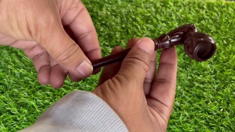 Generic Ar Tobacco Pipe Canvas Pipe Roll, Handmade Wood Smoking Pipe for Ultimate Beginner, Travel Tobacco Pipe - Smoking Gift, Brown