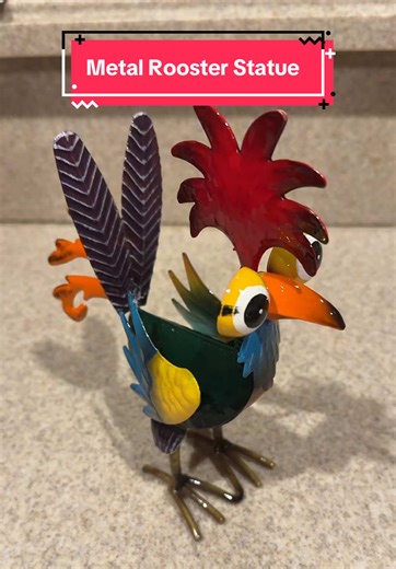 Durable Colorful Metal Rooster Statue for Your Patio