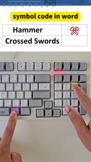 Hammer symbol code in word