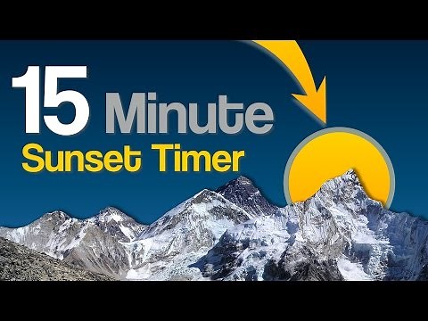 15 min countdown timer with mountain & sunset background and bell finish