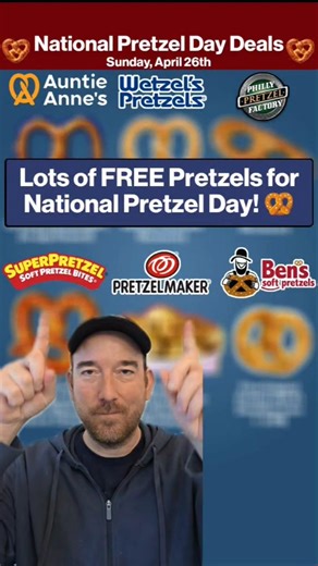 Get FREE Soft Pretzels for National Pretzel Day 🥨🔥 #pretzels #freefood