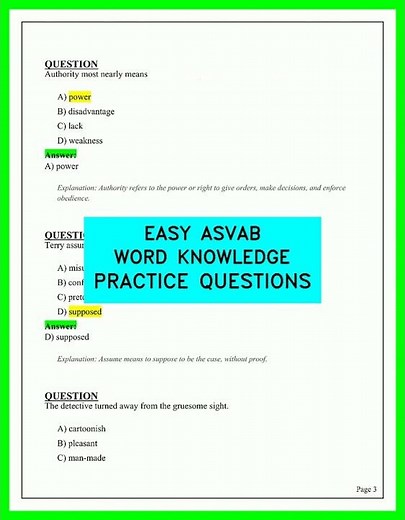 EASY ASVAB Word Knowledge Practice Test 2026 | Must-Know Questions for High Score (Updated)