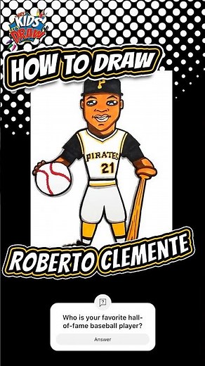 How to draw Roberto Clemente Hall of Fame Baseball Player - Pittsburgh Pirates #heykidsletsdraw