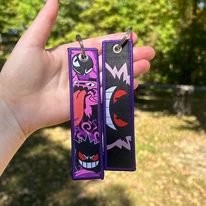 Anime Embroidered Keychain - Double Sided Jet Tag - Etsy