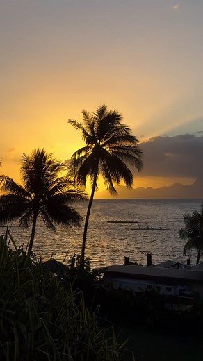When the sun sets over the lagoon, the va'a leave the last wakes of the day. Tahiti in all its beauty. tahiti.intercontinental.com #ICTahiti | InterContinental Tahiti Resort & Spa