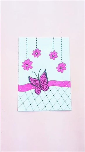 Pinky 💖 Butterfly 🦋 School Project Front page design #shorts #schoolproject #borderart #ytshorts