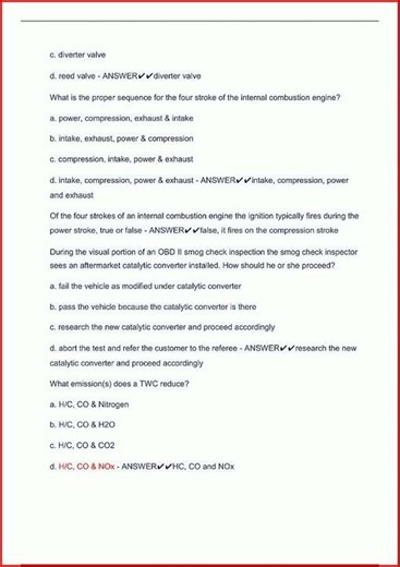 Smog Check Inspector Exam Ca Actual Exam Correctly Answered video