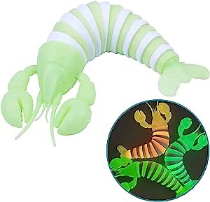 Fidget Slug with Luminous, Realistic 3D Articulated Sensory Lobster Fidget Toy, Funny Crawling Sensory Toy, Stress-Relief Toys for Kids and Adults
