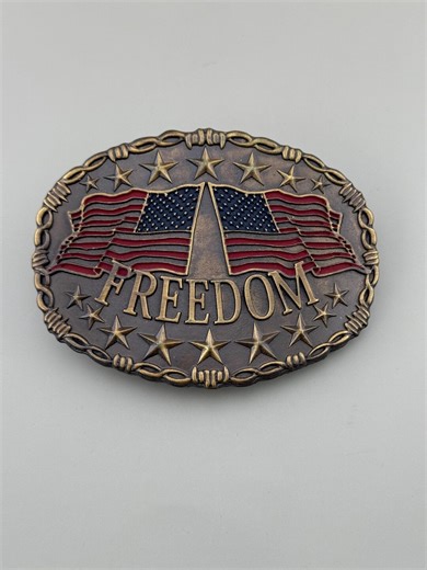 Freedom Patriotic Belt Buckle With American Flags Enamel Americana - Etsy