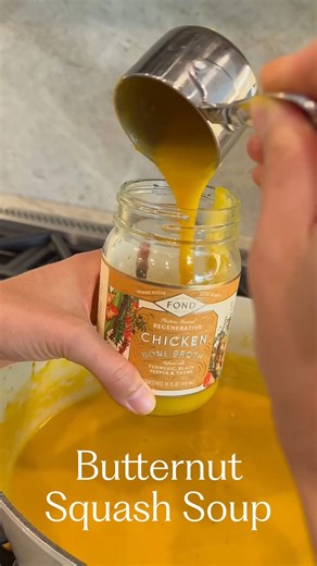 🥣 Immune-Boosting Butternut Soup 🍂 This warming, nutrient-packed recipe from @fondregenerative Bone Broth Reset is the perfect fall reset. It combines butternut squash, turmeric, ginger, curry, and FOND’s Turmeric & Black Pepper Bone Broth for a creamy, immune-supportive bowl of comfort. ✨ Ingredients (Serves 6): • 2 Tbsp FOND’s tallow or extra virgin olive oil • 1 medium onion, diced • 2 cloves garlic, diced • 6 cups butternut squash, cubed (about 2 medium squashes) • 2 carrots, peeled & dice