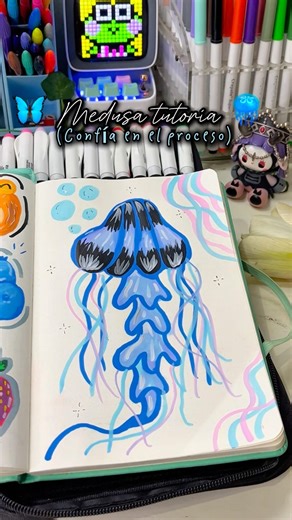 Tutorial para dibujar una medusa con plumón de acrílico 🌟 #drawing #dibujo #art@ohuhuart_official ￼