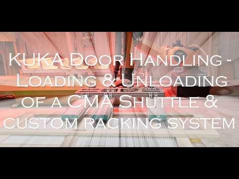 KUKA & CMA Robotic Door loading, unloading & spraying by Robotic Solutions in Jasper, IN