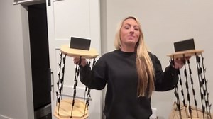 Chip Rack Display Stand 360° Rotating 5 Tiers 40 Clips Potato Chip Rack Bag Holder Retail Display Wooden Base Chip Display Stand for Concession Stand Countertop Party Store With Message Board (Flower)