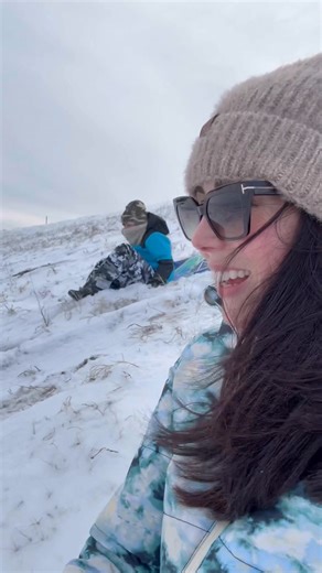 We went searching for a big sledding hill! We found it and quickly learned that a big hill = an exhausting walk back up 😅 I will be feeling my calves tomorrow lol! | Amanda Taylor