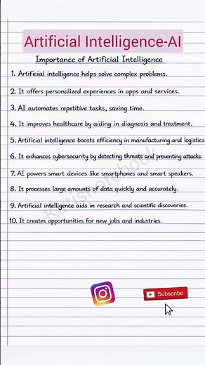 10 Lines on AI| Artificial Intelligence 10 Lines| #kirtisnotebook #education #ai