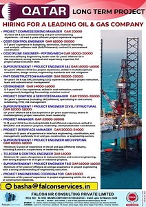 QATAR HIRING | Long-Term Oil & Gas Project | Senior Engineering & Management Roles