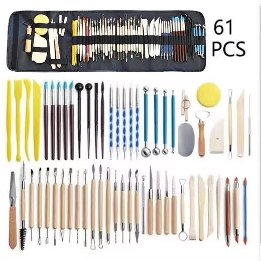 61-piece Pottery Clay Sculpting Tool Kit With Carry Case - Etsy