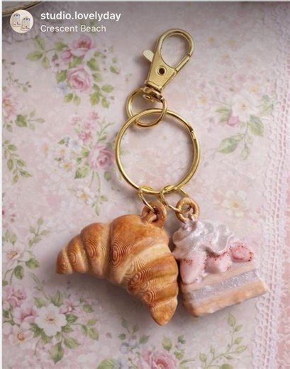 Parisian Treats Keychain | Handpainted Keychain | Resin Charms - Etsy
