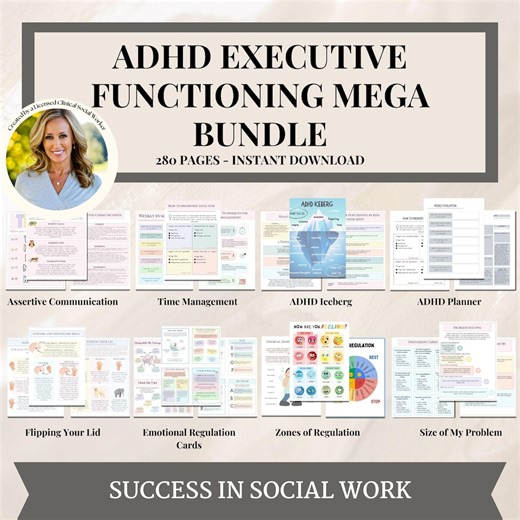 ADHD Executive Functioning Worksheets,adhd Worksheets,kids Teen Coping Skills Tool,executive Dysfunction Workbook,anxiety Depression - Etsy