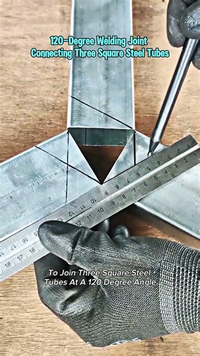 120-Degree Welding Joint | Connecting Three Square Steel Tubes