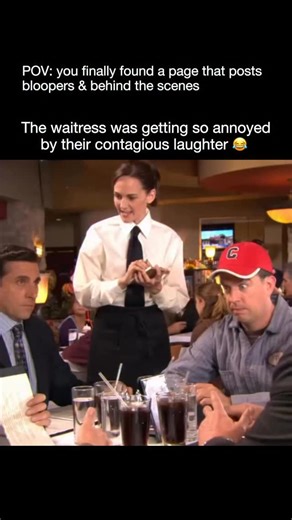 Bloopers & Behind The Scenes on Instagram: "During a simple restaurant scene, Steve Carell, Rainn Wilson, and the rest of the table can’t stop laughing—much to the waitress’s growing frustration. It’s the kind of blooper that perfectly captures the chaotic chemistry and genuine fun that made The Office so iconic. These moments remind us that even the most professional sets aren’t immune to uncontrollable laughter and perfectly timed chaos. Follow @bloopersbehindthescenes (us) for more 🎬❤️ #TheO