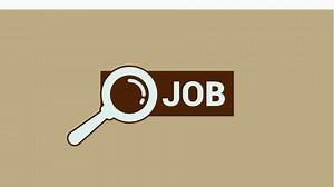animation of job search symbol, magnifying glass symbol.