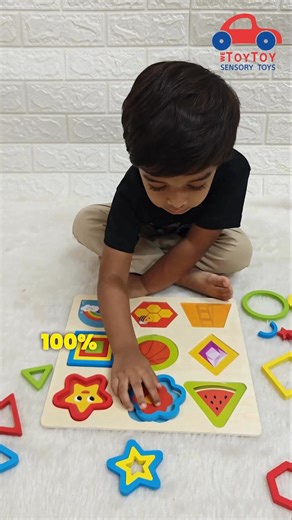 A gift your kids will thank you for! Builds confidence, focus & fine motor skills. Meet the puzzle that grows with your child. WeToyToy's Wooden Geometric Shapes Puzzle is designed to teach more than just shapes, it builds focus, patience, and motor skills that matter so much. Each piece is big, bold, and easy to grip for little hands. Made from natural wood, painted with non-toxic colors, and crafted for safe, screen-free play. | Wetoytoy | Facebook