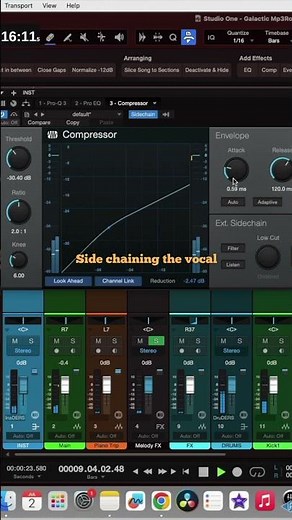 Sidechaining vocal with studio one compressor