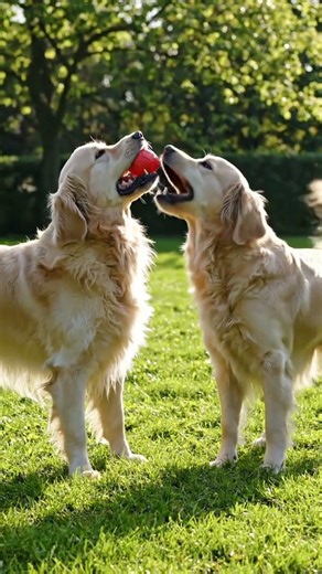 Two dogs arguing funny way #dreamscreenai #dogs #ball #garden