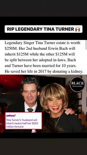 Legendary Singer Tina Turner estate is worth $250M and her 2nd husband Erwin Bach will inherit $125M while the other $125M will be split between her adopted in-laws. Bach & Turner has been married for 10 years and he saved her life in 2017 by donating a kidney. Rip Tina 💔🕊️ #ProbateRealtor #Probate #ProbateAgent #LosAngelesProbate #LosAngelesRealtor #ProbateSpecialists #ProbateAttorney #Probates #Probatesales #stressrelief #InheritedProperty #stressreliever #ProbateStressRelievers #realtor #re