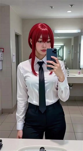 Makima has to EAT 🍔🍔. #cosplay #foodbaby #stuffing #bellyinflation #feederism