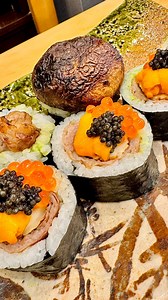 1.4M views · 21K reactions | Matsutake Mushroom Wagyu Beef Straw Grilled Sushi Rolls數 The combination of matsutake mushrooms and wagyu beef is irresistible! ◾️Ingredients -Matsutake mushrooms -Wagyu sirloin -Salmon roe -Sea urchin -Caviar -Sushi rice -Nori -Rock salt -Soy Sauce -Straw | Chef Hiro | Facebook