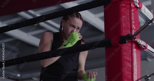 This video captures a woman boxer's focused shadow fighting session, where speed, accuracy, and form come together to improve her ring readiness.