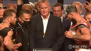 311K views · 9.3K reactions | Canelo Alvarez and Caleb Plant are kept apart after weighing in for their undisputed super-middleweight world title fight.  : Showtime Sports | Mirror Fighting | Facebook