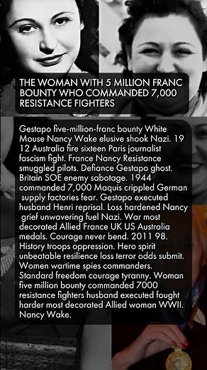 ⚔️ 🪖 THE WOMAN WITH 5 MILLION FRANC BOUNTY WHO COMMANDED 7,000 RESISTANCE FIGHTERS #history