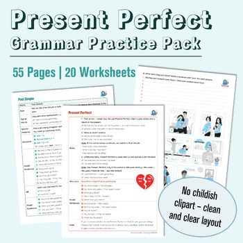 ESL Present Perfect Exercises & Grammar References Mega Pack (55 pages)