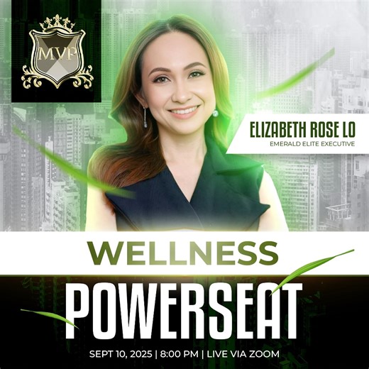🌟 THE WELLNESS POWER SEAT IS HERE! 🌟 🔥 Are you ready to kickstart your HEALTH & WELLNESS JOURNEY? 🔥 Tonight, our Emerald Elite Executive Elizabeth Rose Lo will unlock the secrets to building POWER FROM THE INSIDE OUT! 💪✨ This isn’t just another webinar—this is YOUR chance to transform, recharge, and rise with the WELLNESS POWER SEAT! 🚀 🗓 LIVE via Zoom�📍 September 10 | 8PM Don’t just sit back—BE PART of the movement! 💥 #WellnessPowerSeat�#HomeOfTheChampions�#MVP #IAMWorldwide | MVP World