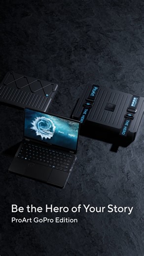 Meet the ASUS ProArt GoPro Edition laptop 💻 This powerful new machine enables everyone to be the hero of their own story—combining the worlds of capturing creating content by seamlessly integrating GoPro's DNA with ASUS's legendary computing power. Here's what you'll get: ✔️ GoPro-Inspired Rugged Build with CNC-engraved black metal finish Military-Grade MIL-STD-810H durability ✔️ Weighs just 3 pounds (1.39 kg)—easy to carry for on-location editing, shoots, or frequent travel. ✔️ All-day power p