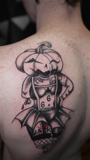 Horror pin up lady done by Darin Arrington | Touch of Grey Tattoo & Piercing Studio