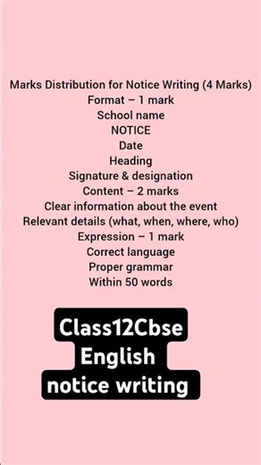 Notice Writing #Class 12 English #history CBSE Writing Skills #Easy Format & Example #viral