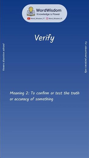What does "Verify" mean? | English vocabulary shorts | #verify #wordwisdom