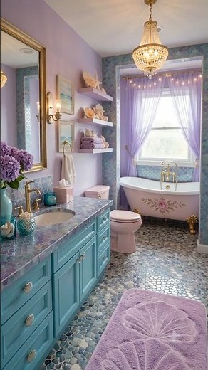 Mermaid Bathroom Transformation in Under 60 Seconds 🧜‍♀️✨ #bathroomrenovation #makeover