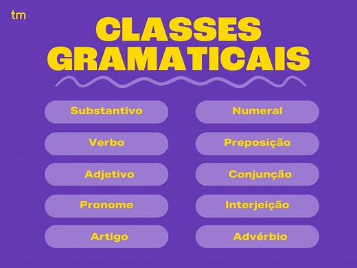 As 10 classes de palavras ou classes gramaticais