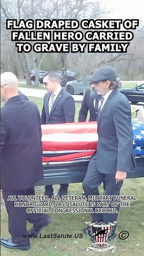 Flag draped casket of fallen hero carried to grave by family #militaryfuneral